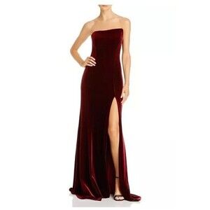 Avery G Womens 8 Burgundy Red Velvet Sleeveless Gown Dress NWT CX38